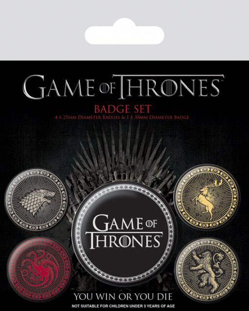 Odznak Game of Thrones Pin Badges 5-Pack Great Houses