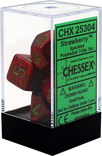Kocka Set (7) - Speckled Polyhedral - STRAWBERRY
