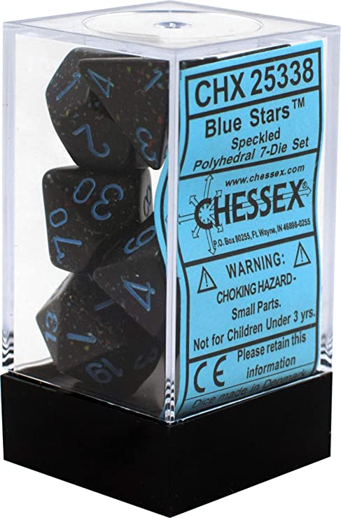 Kocka Set (7) - Speckled Polyhedral - BLUE STARS