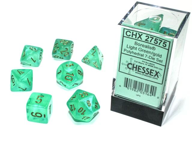 Kocka Set (7) - Borealis - light green,gold Luminary