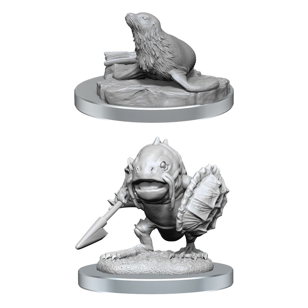 Dungeons & Dragons Nolzur's Marvelous Miniatures - Locathah & Seal 2-Pack, 4 cm