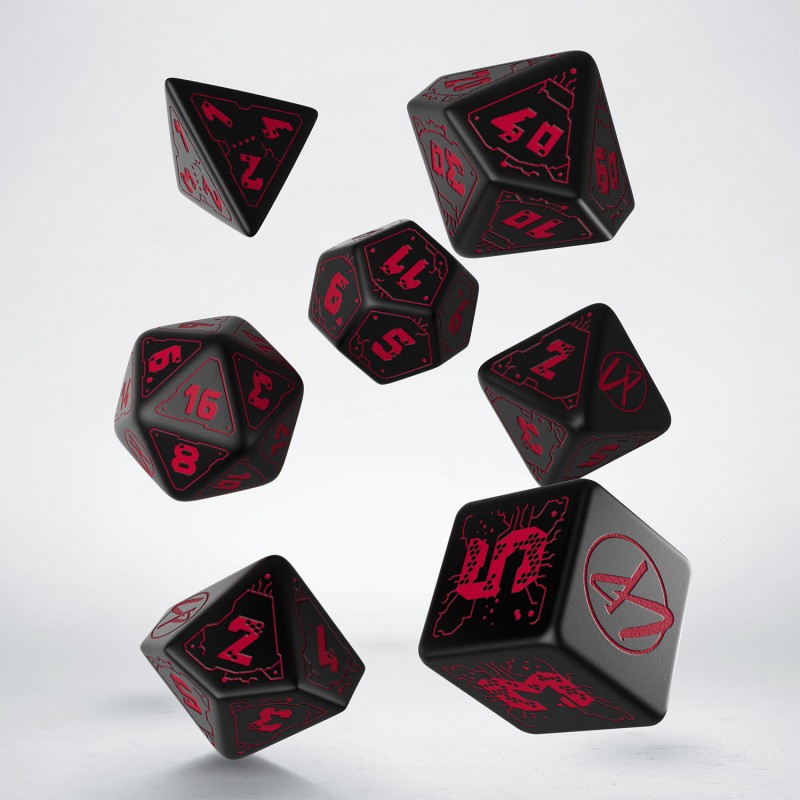 Kocka Set (7) Cyberpunk Dice Set Blood over Chrome