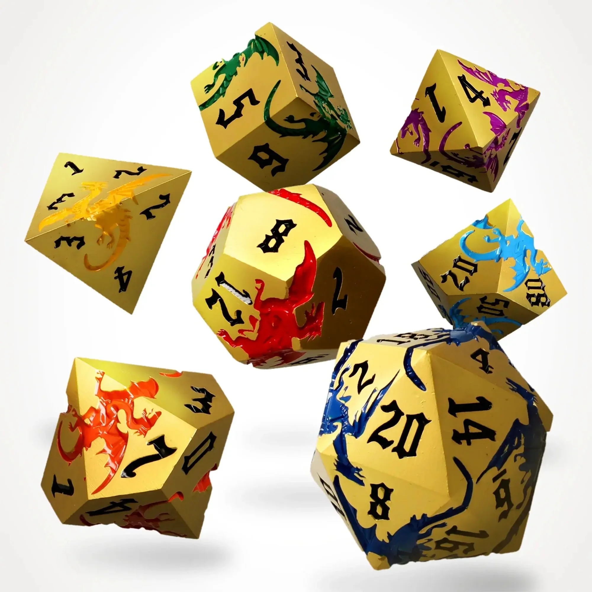Kocka Set (7) - GlassStaff - Aurum Ascension Metal RPG Dice Set