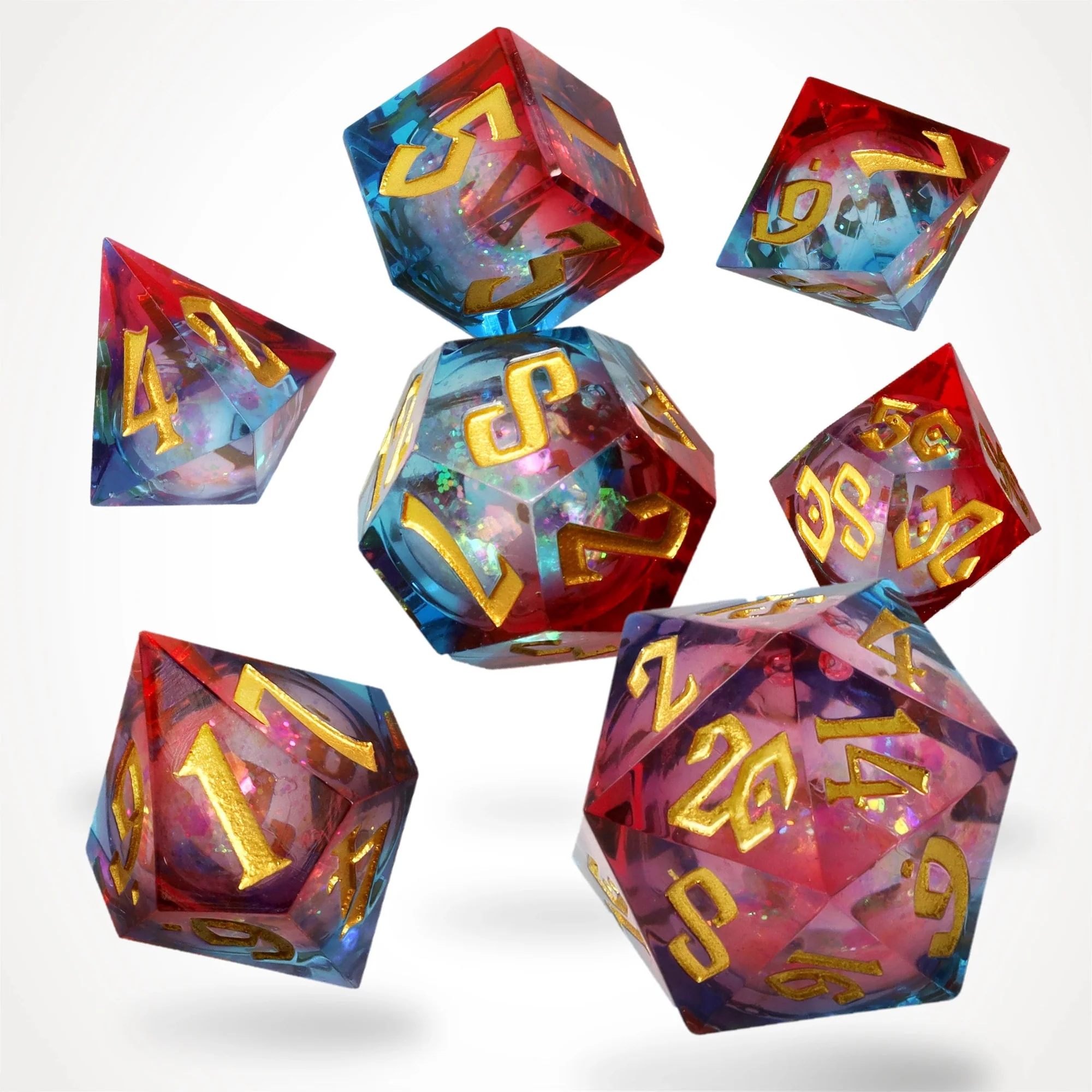 Kocka Set (7) - GlassStaff - Fire and Ice Liquid Core RPG Dice Set