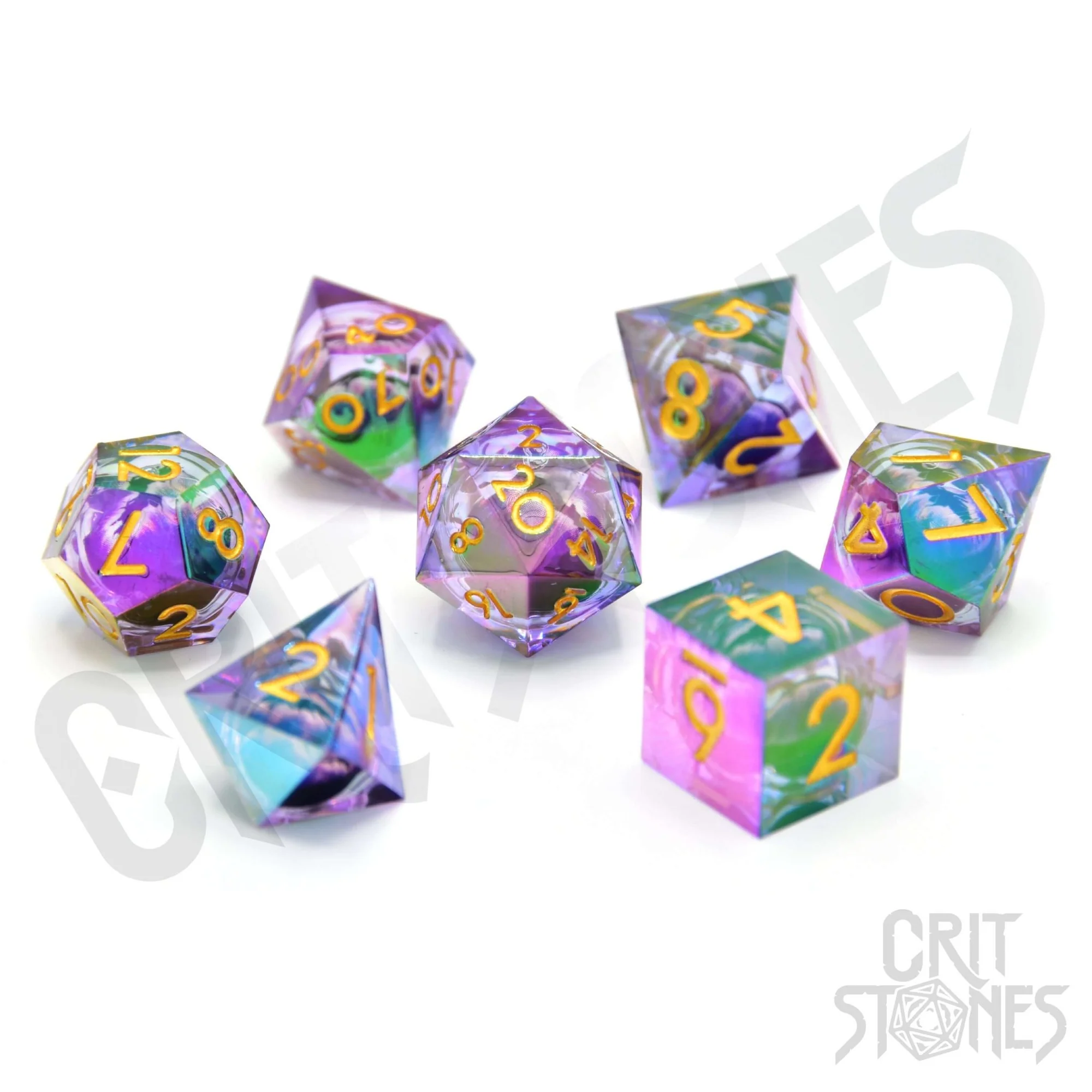 Kocka Set (7) - GlassStaff - Eldritch Iris Electroplated Floating Eye RPG Dice Set