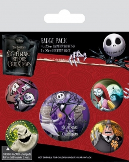 Nightmare Before Christmas Pin Badges 5-Pack Characters