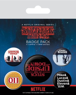 Odznak Stranger Things Pin Badges 5-Pack Upside Down