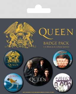 Odznak Queen Pin Badges 5-Pack Classic