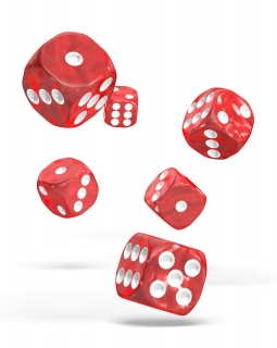 Kocka Set (12) - Oakie Doakie Dice - D6 Dice 16 mm Marble - Red