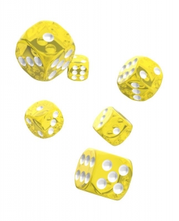 Kocka Set (12) - Oakie Doakie Dice - D6 Dice 16 mm Translucent - Yellow