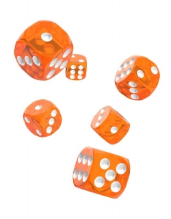 Kocka Set (12) - Oakie Doakie Dice - D6 Dice 16 mm Translucent - Orange