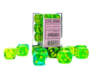 Kocka Set (7) - Translucent Gemini - Green-Teal/Yellow
