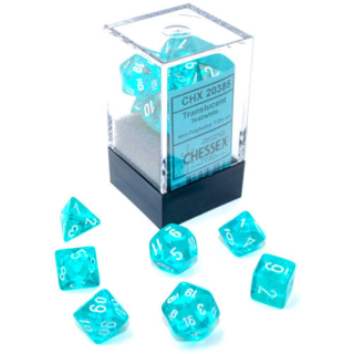 Kocka Set (7) - Mini Translucent - Teal/White