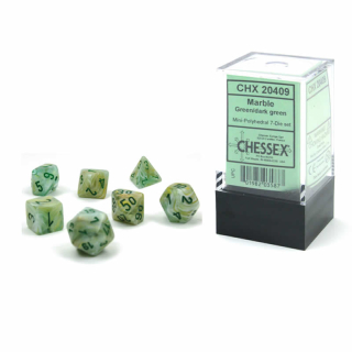 Kocka Set (7) - Mini Marble - Green/Dark Green