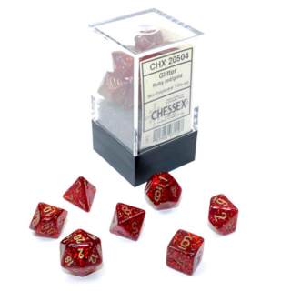 Kocka Set (7) - Mini Glitter - Ruby Red/Gold