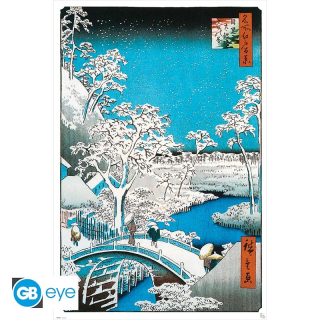 Plagát Hiroshige - The Drum Bridge 61 x 91 cm