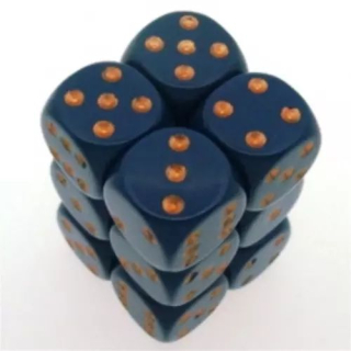 Kocka Set (12) D6/16mm, nepriehľadná modrá/zlaté bodky